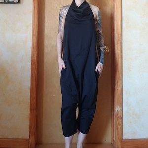 Marcellamoda black halter jumpsuit harem romper